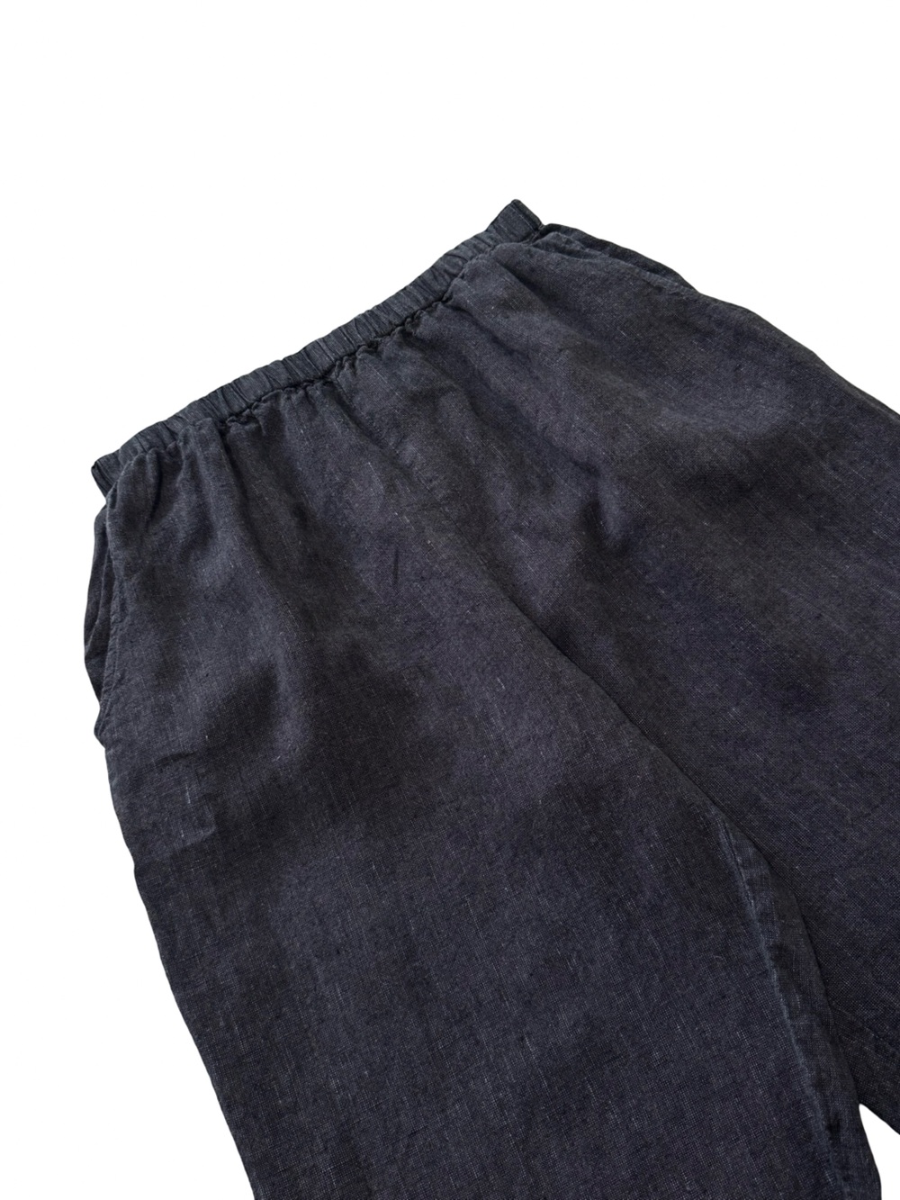 FLAX Jeanne Engelhart 100% Linen Charcoal Wide Leg Pants Pockets - Picture 2 of 5